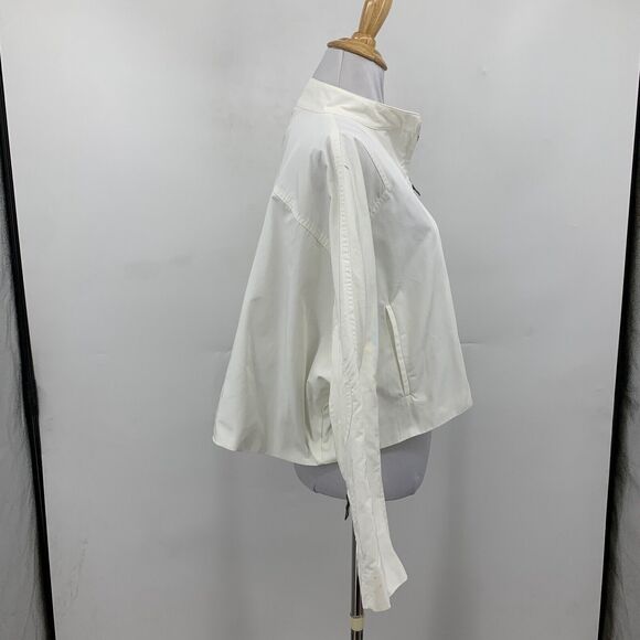 Jarbo Jacket Women 10/12 White Full Zip Snap Boxy Double Lined Structured Crop - Picture 5 of 15
